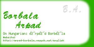 borbala arpad business card